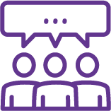 Icon of 3 people talking together