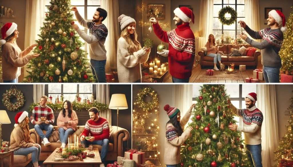 An image of different DiSC personalities getting into the Christmas spirit.